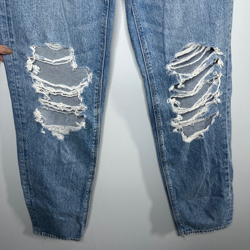 American Eagle‎ Highest Rise Baggy Straight Jeans Women 0 NWT Distressed Knee - Picture 3 of 9